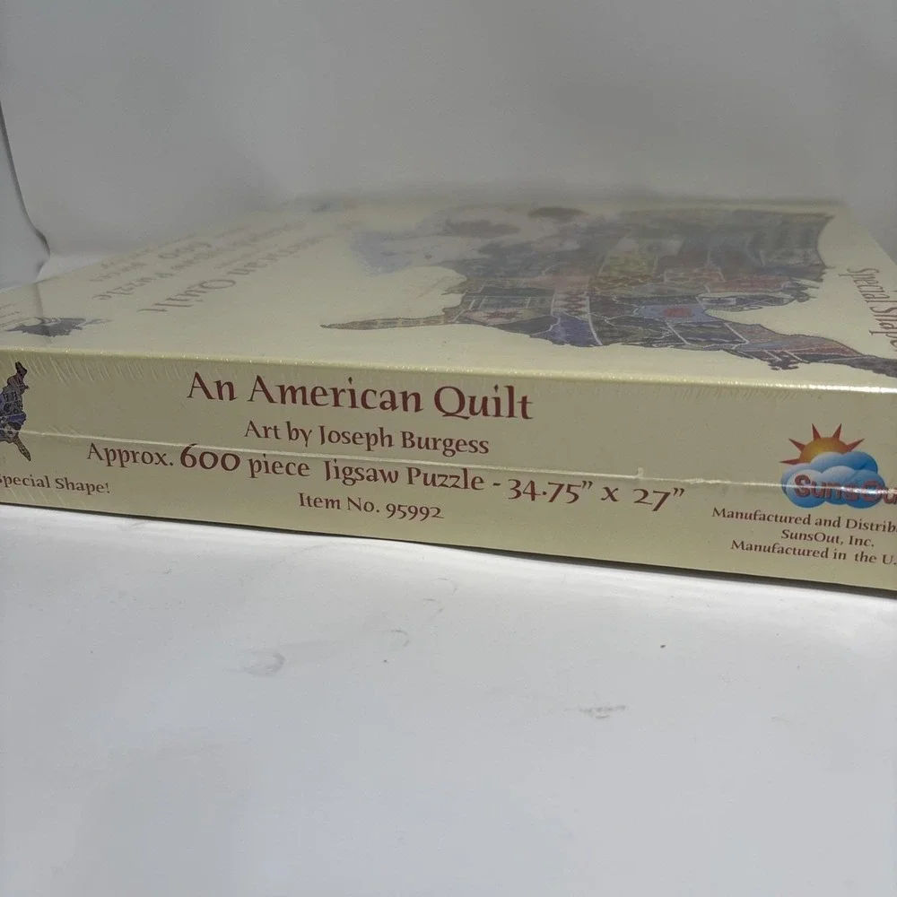 An American Quilt Jigsaw Puzzle USA Map‎ Shaped Sunsout 600 Pieces New & Sealed
